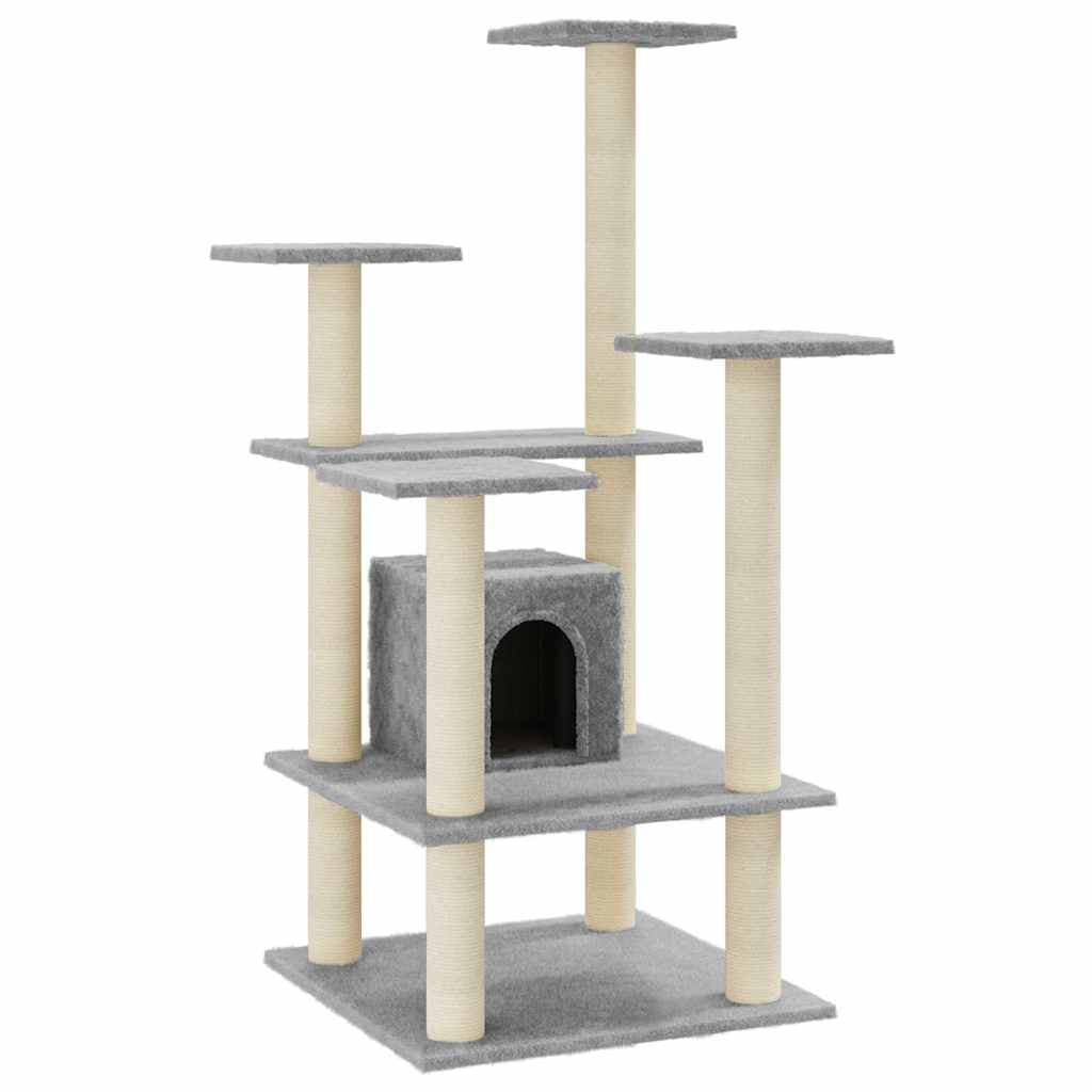 Albero per Gatti con Tiragraffi in Sisal Grigio Chiaro 110 cm — miniatura 2 di 8