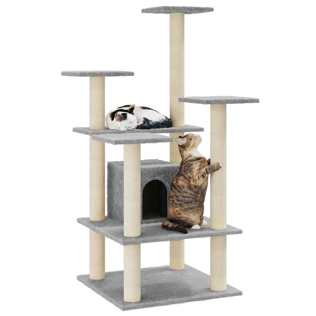 Albero per Gatti con Tiragraffi in Sisal Grigio Chiaro 110 cm — miniatura 3 di 8