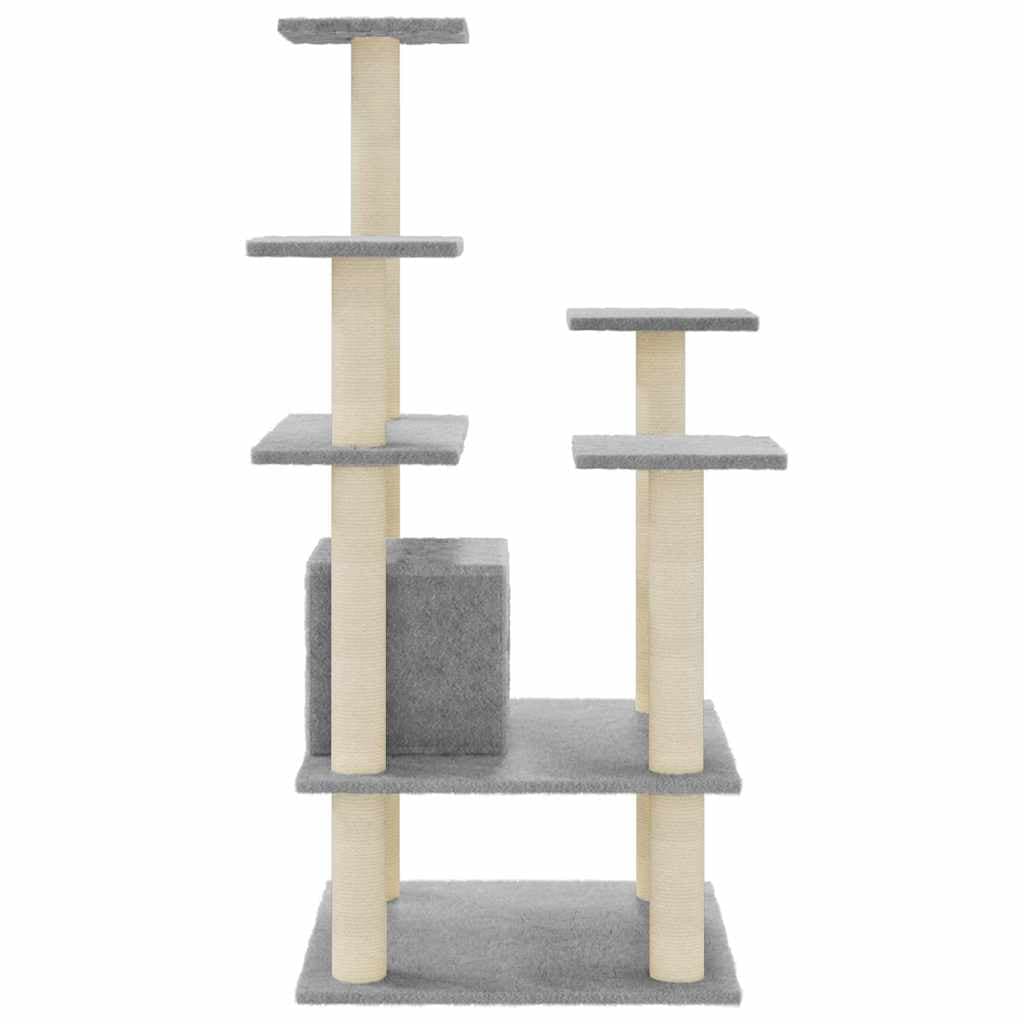 Albero per Gatti con Tiragraffi in Sisal Grigio Chiaro 110 cm — miniatura 4 di 8