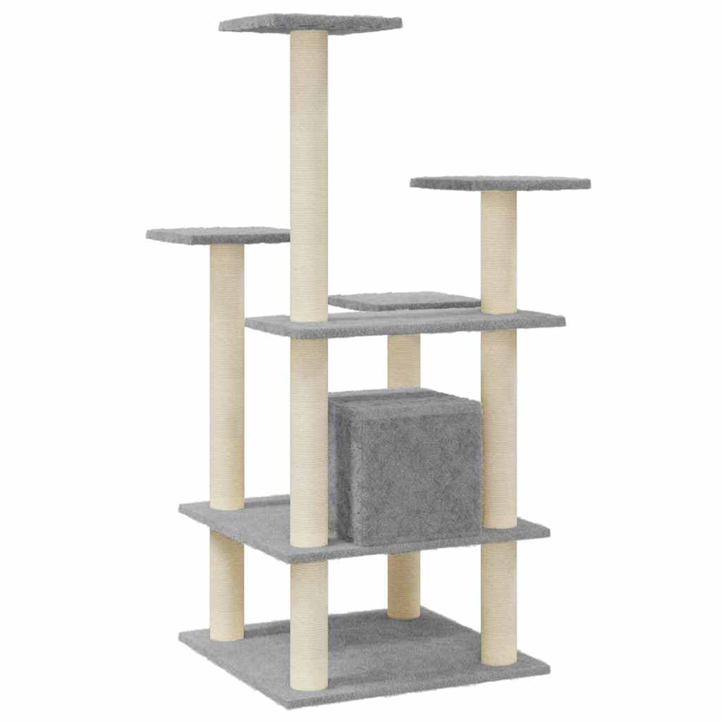 Albero per Gatti con Tiragraffi in Sisal Grigio Chiaro 110 cm — miniatura 5 di 8