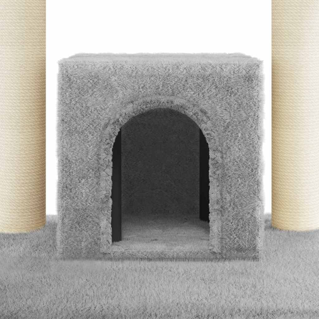 Albero per Gatti con Tiragraffi in Sisal Grigio Chiaro 110 cm — miniatura 6 di 8