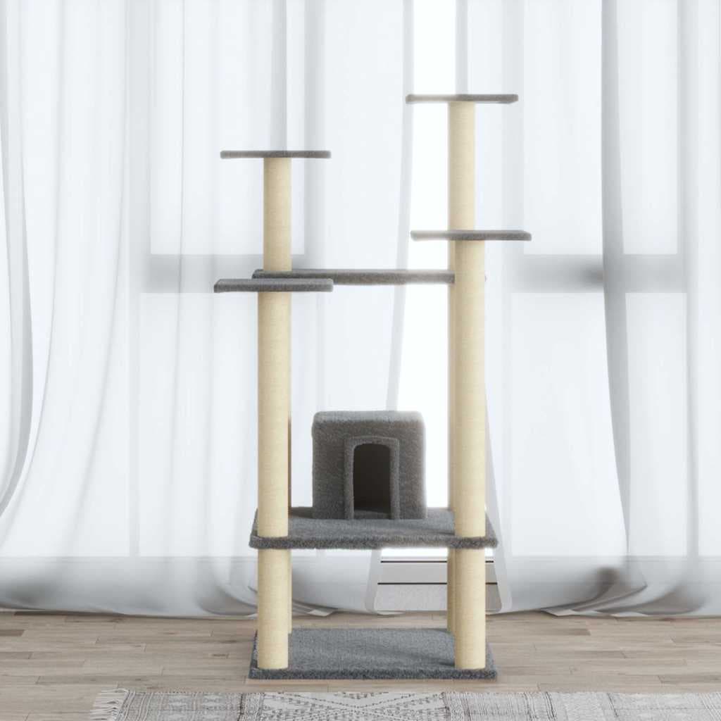 Albero per Gatti con Tiragraffi in Sisal Grigio Chiaro 110 cm — miniatura 1 di 8
