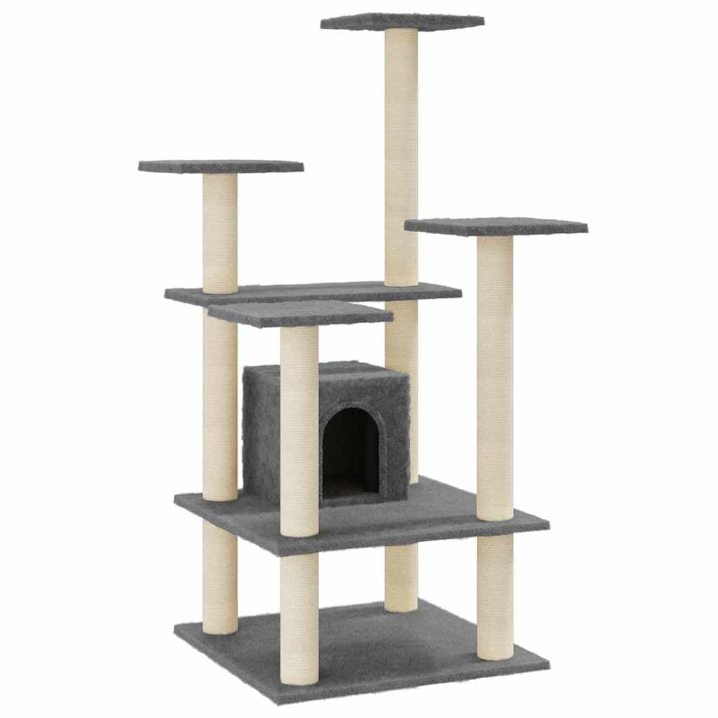 Albero per Gatti con Tiragraffi in Sisal Grigio Scuro 110 cm — miniatura 2 di 8