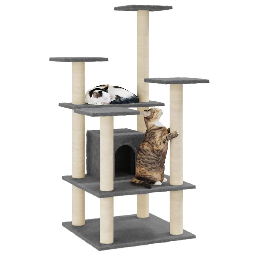 Albero per Gatti con Tiragraffi in Sisal Grigio Scuro 110 cm — miniatura 3 di 8