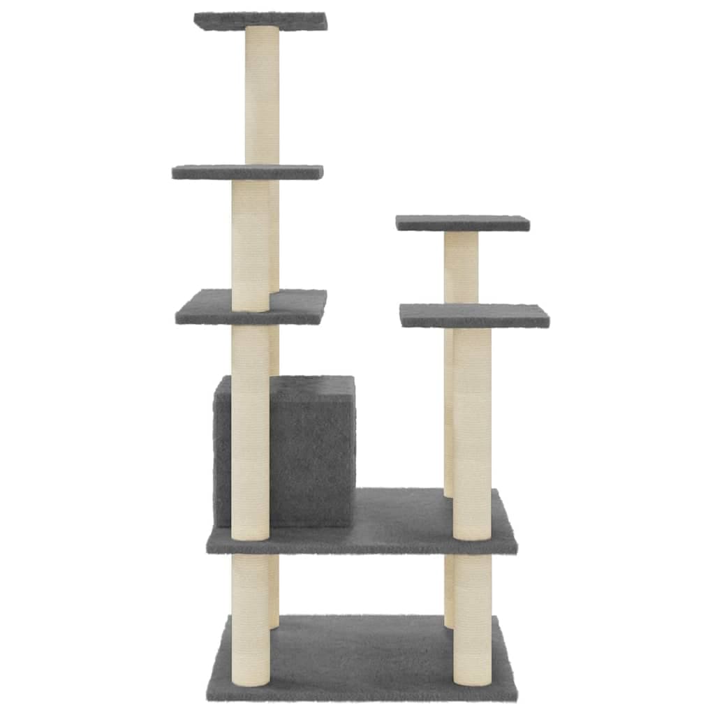 Albero per Gatti con Tiragraffi in Sisal Grigio Scuro 110 cm — miniatura 4 di 8