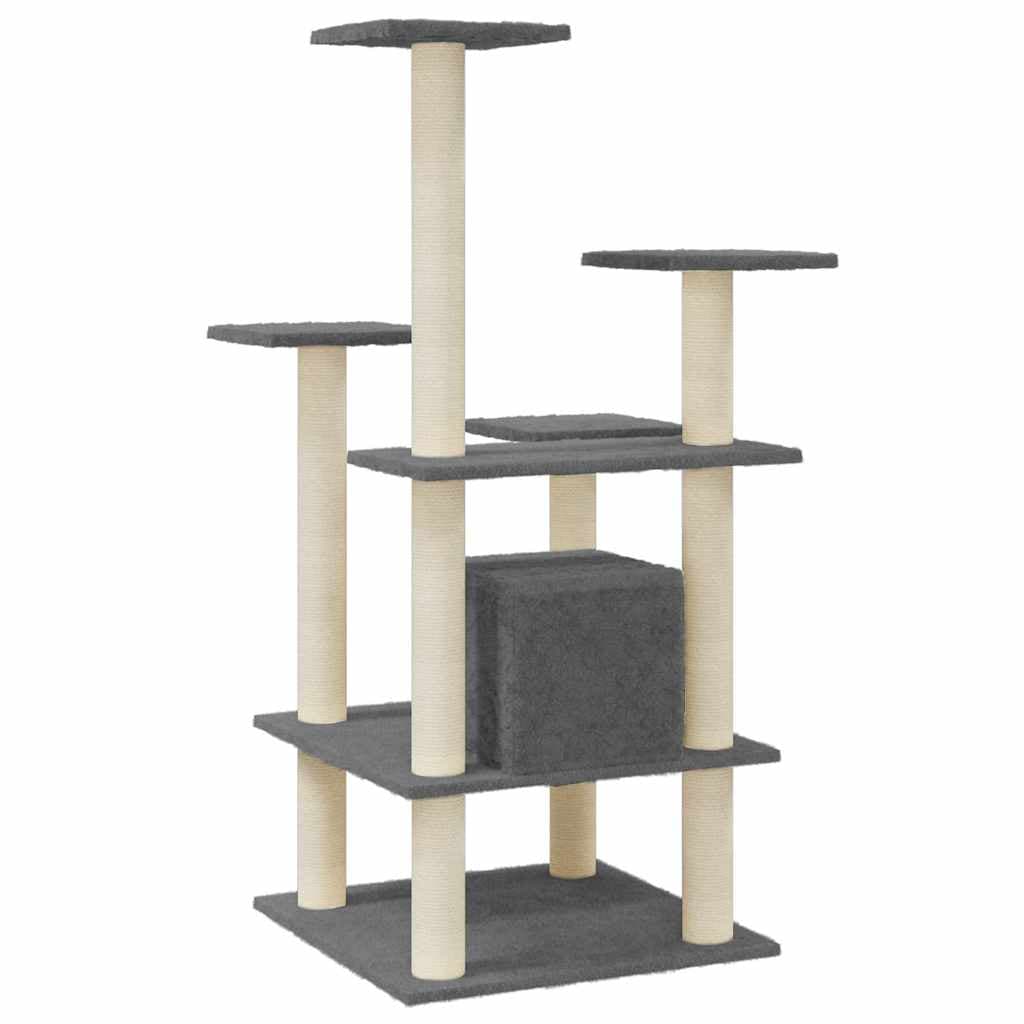 Albero per Gatti con Tiragraffi in Sisal Grigio Scuro 110 cm — miniatura 5 di 8