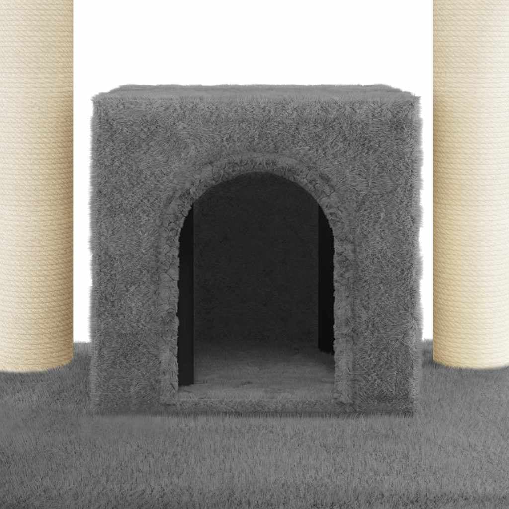 Albero per Gatti con Tiragraffi in Sisal Grigio Scuro 110 cm — miniatura 6 di 8