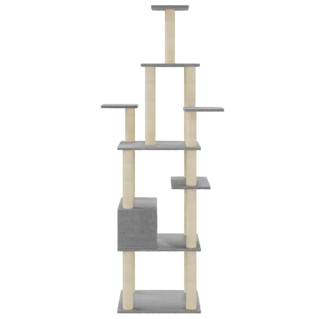 Albero per Gatti con Tiragraffi in Sisal Grigio Chiaro 183 cm — miniatura 4 di 8