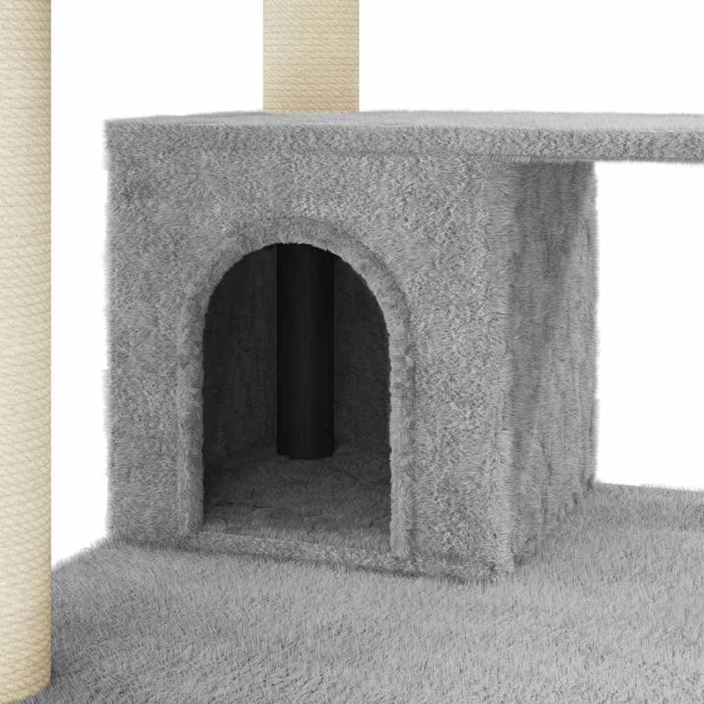 Albero per Gatti con Tiragraffi in Sisal Grigio Chiaro 183 cm — miniatura 6 di 8