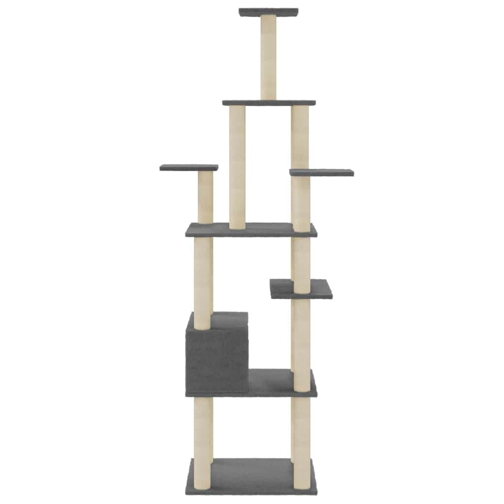 Albero per Gatti con Tiragraffi in Sisal Grigio Scuro 183 cm — miniatura 4 di 8