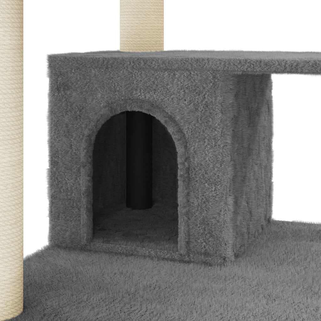 Albero per Gatti con Tiragraffi in Sisal Grigio Scuro 183 cm — miniatura 6 di 8