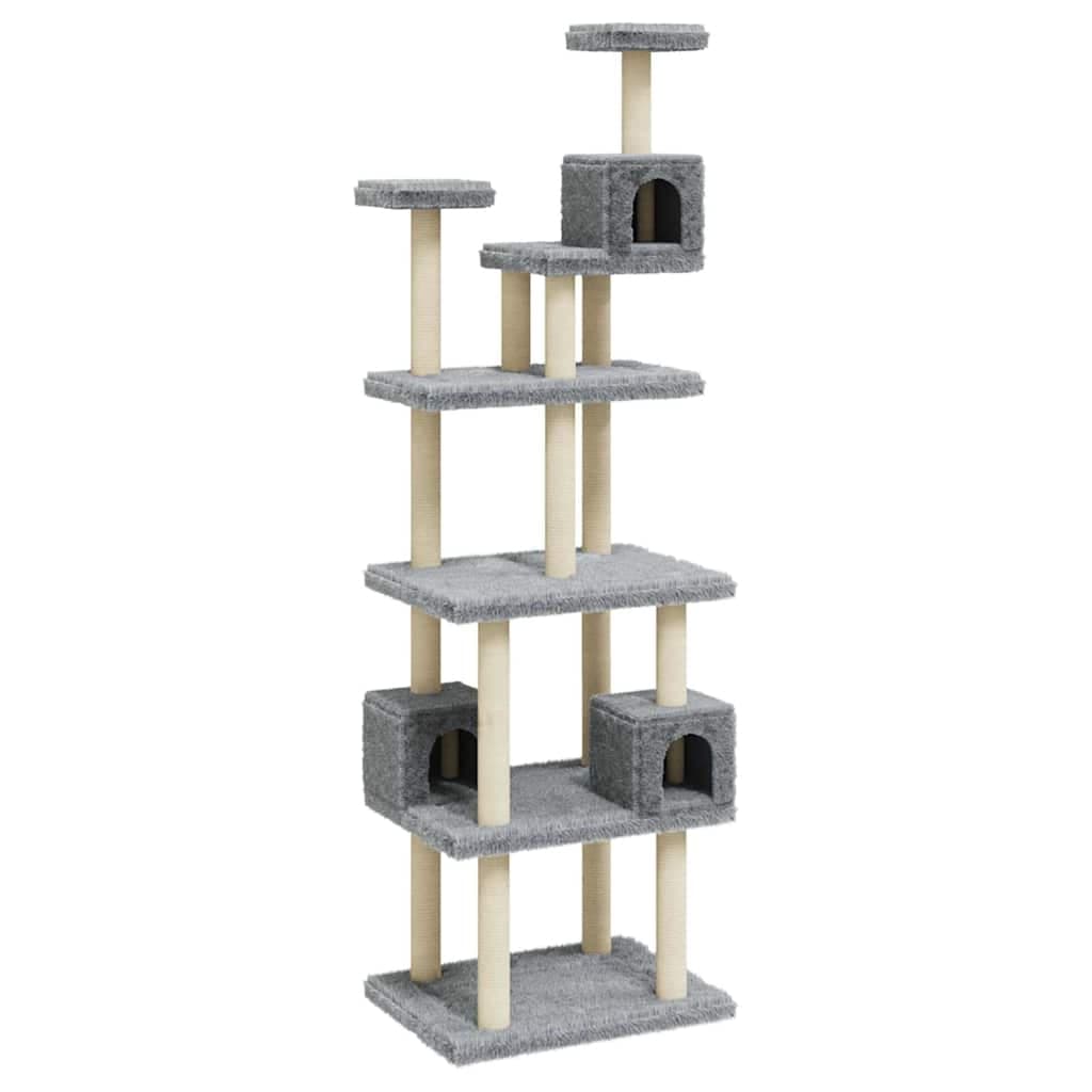 Albero per Gatti con Tiragraffi in Sisal Grigio Chiaro 188 cm — miniatura 2 di 8