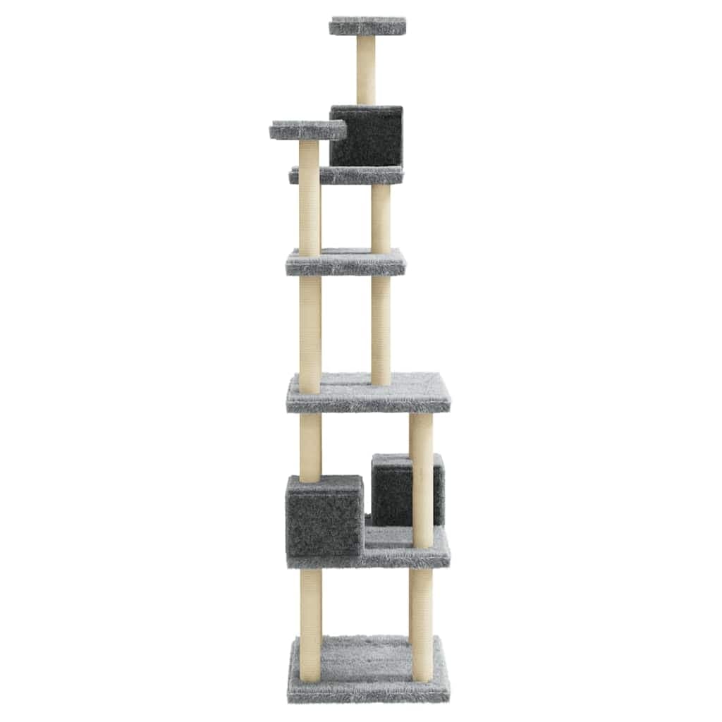 Albero per Gatti con Tiragraffi in Sisal Grigio Chiaro 188 cm — miniatura 4 di 8