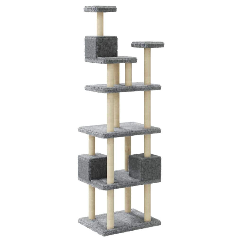 Albero per Gatti con Tiragraffi in Sisal Grigio Chiaro 188 cm — miniatura 5 di 8