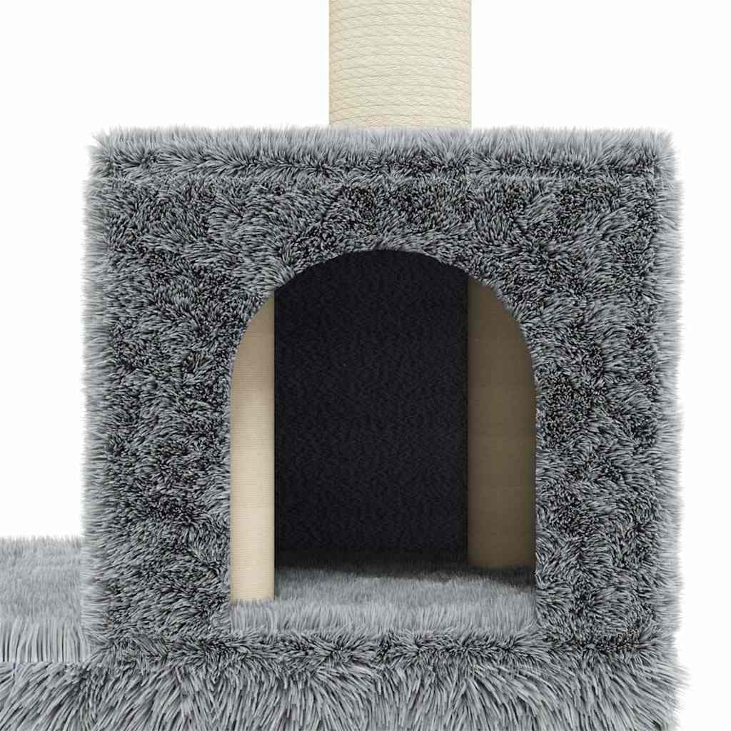Albero per Gatti con Tiragraffi in Sisal Grigio Chiaro 188 cm — miniatura 6 di 8