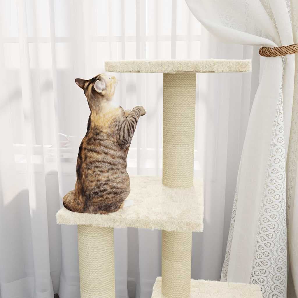 Albero per Gatti con Tiragraffi in Sisal Crema 92 cm — miniatura 3 di 9