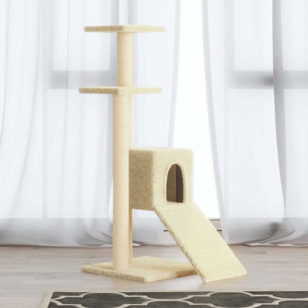 Albero per Gatti con Tiragraffi in Sisal Crema 92 cm — miniatura 1 di 9