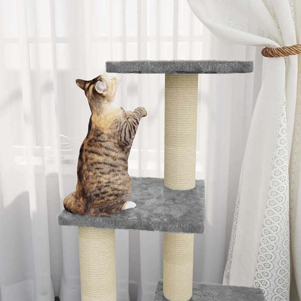 Albero per Gatti con Tiragraffi in Sisal Grigio Chiaro 92 cm — miniatura 3 di 9