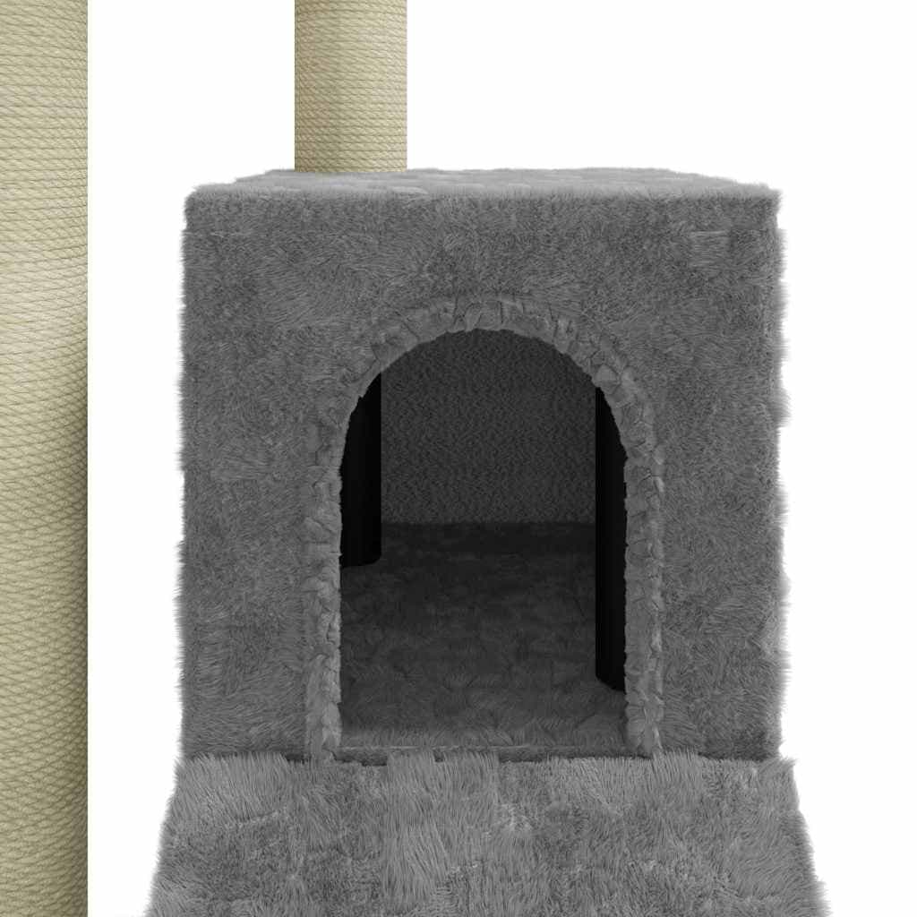 Albero per Gatti con Tiragraffi in Sisal Grigio Chiaro 92 cm — miniatura 6 di 9
