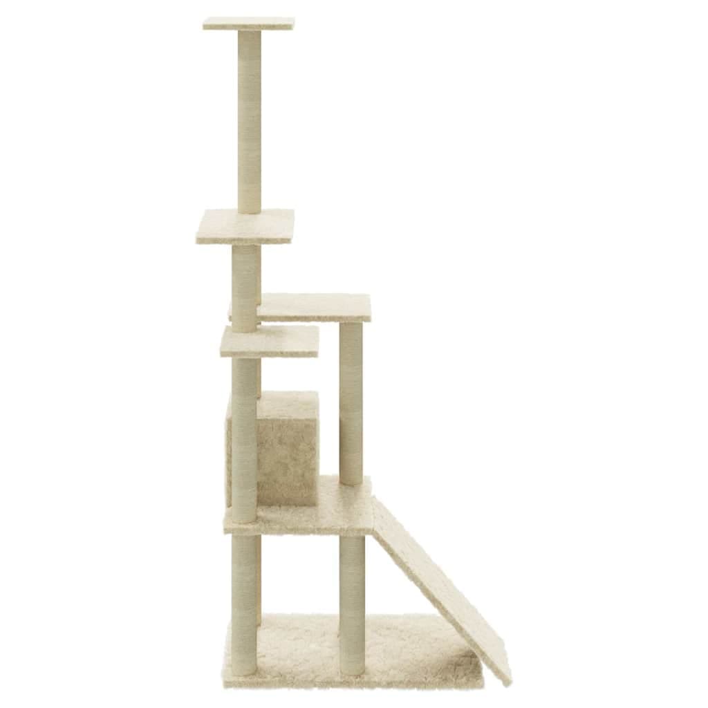 Albero per Gatti con Tiragraffi in Sisal Crema 155 cm — miniatura 5 di 9