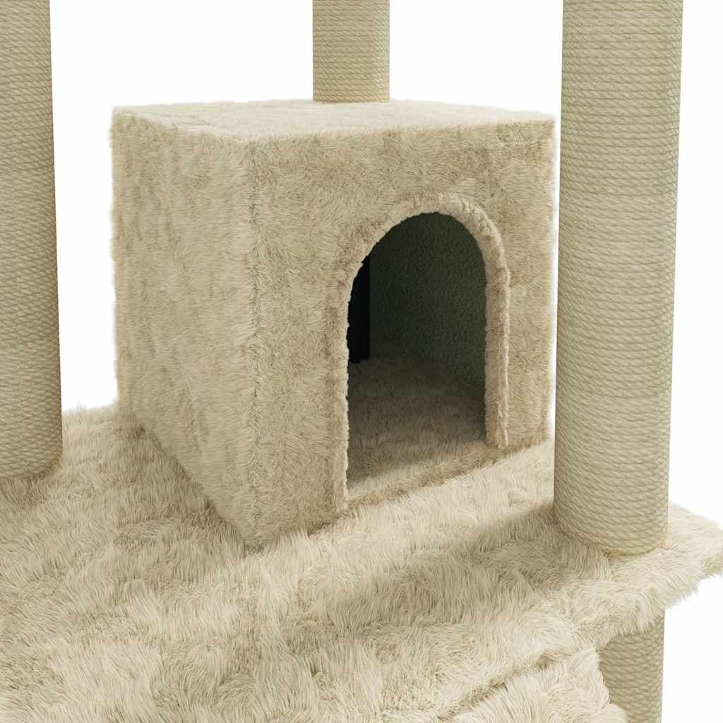 Albero per Gatti con Tiragraffi in Sisal Crema 155 cm — miniatura 6 di 9