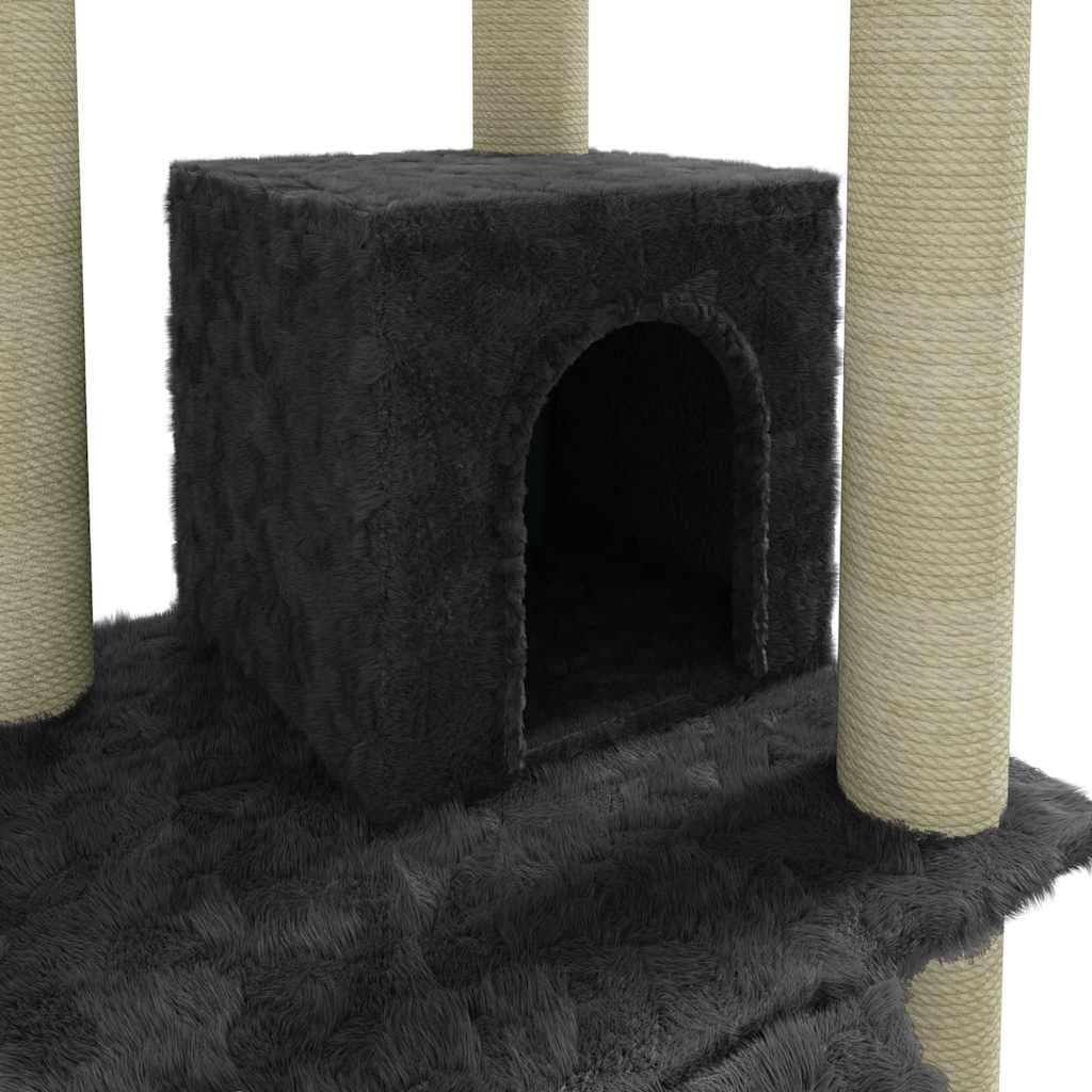 Albero per Gatti con Tiragraffi in Sisal Grigio Scuro 155 cm — miniatura 6 di 9