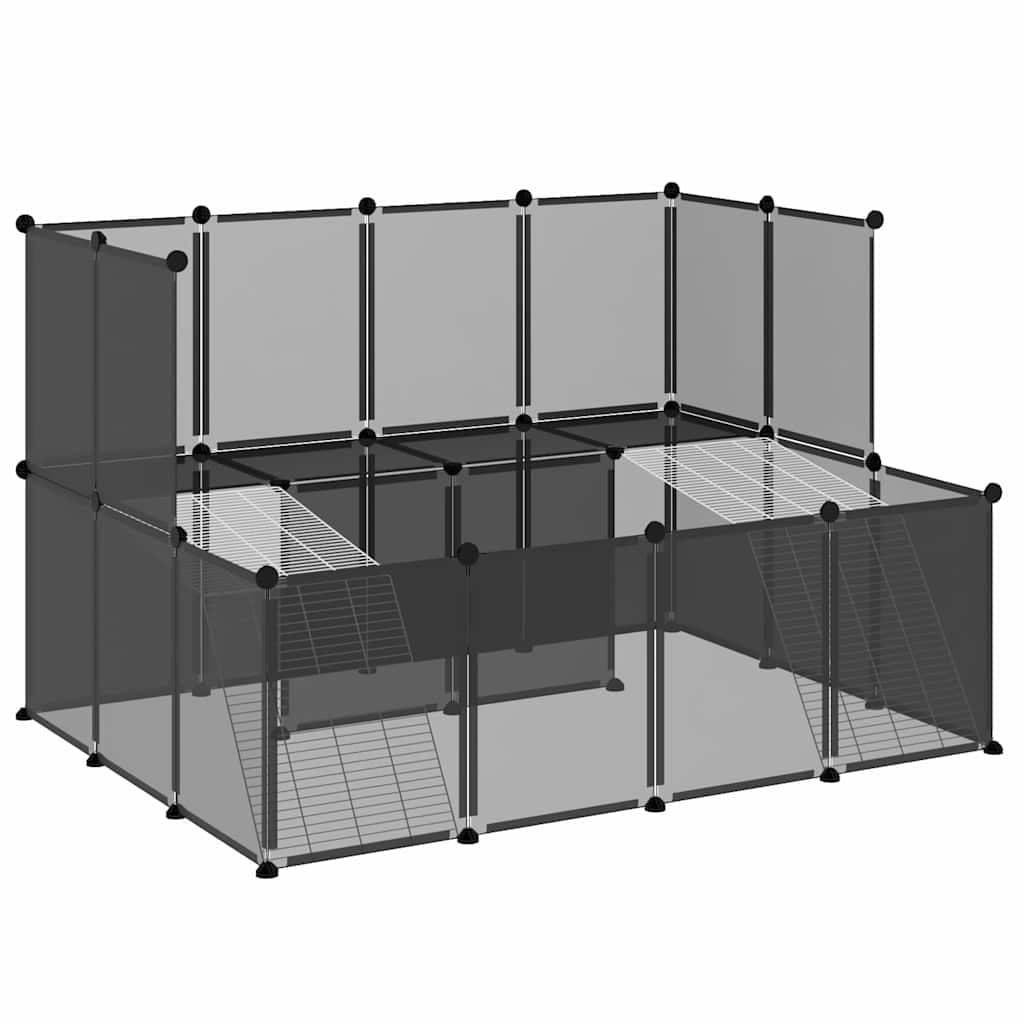 Gabbia per Piccoli Animali Nera 143x107x93 cm in PP e Acciaio — miniatura 2 di 9