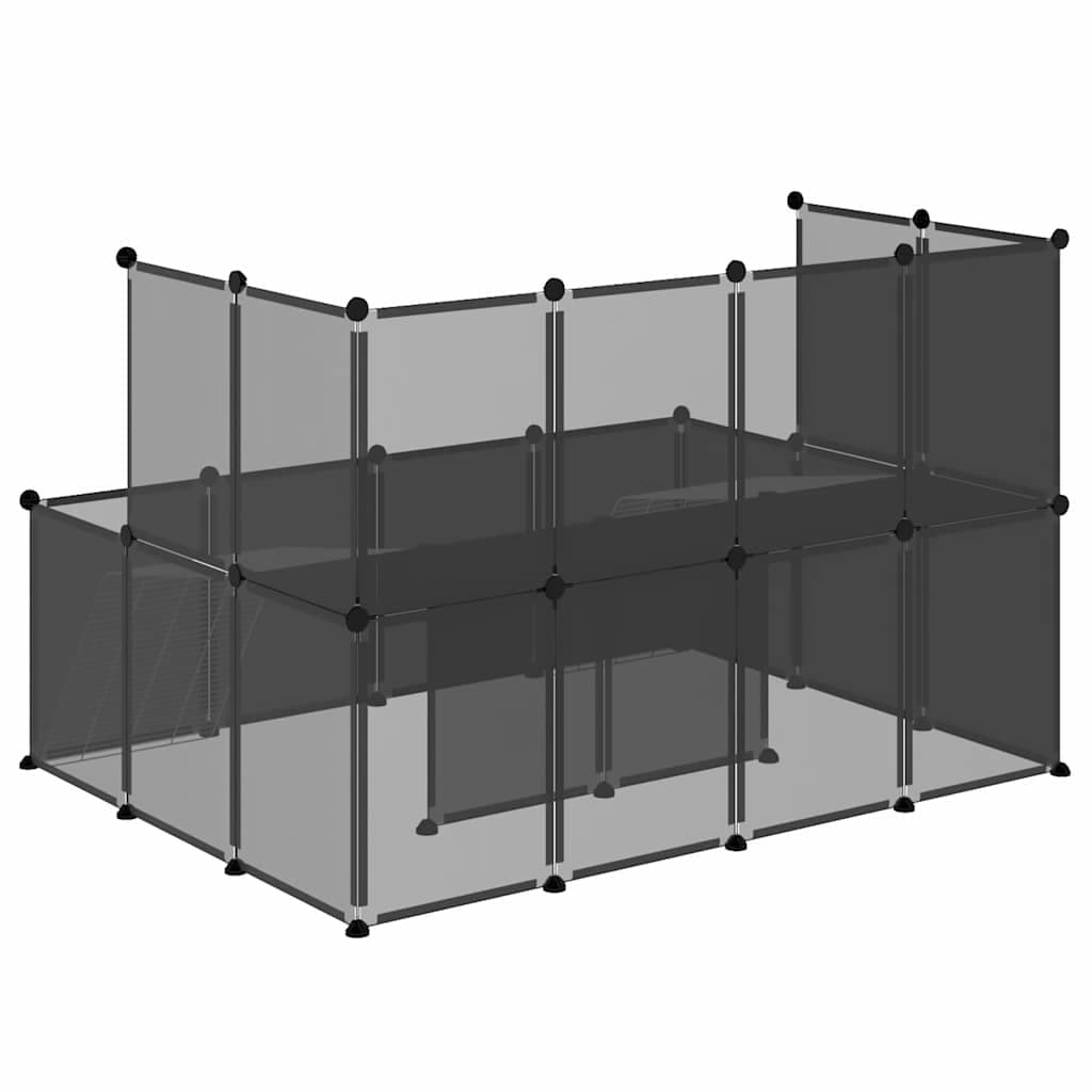 Gabbia per Piccoli Animali Nera 143x107x93 cm in PP e Acciaio — miniatura 4 di 9