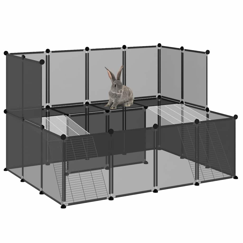 Gabbia per Piccoli Animali Nera 143x107x93 cm in PP e Acciaio — miniatura 6 di 9