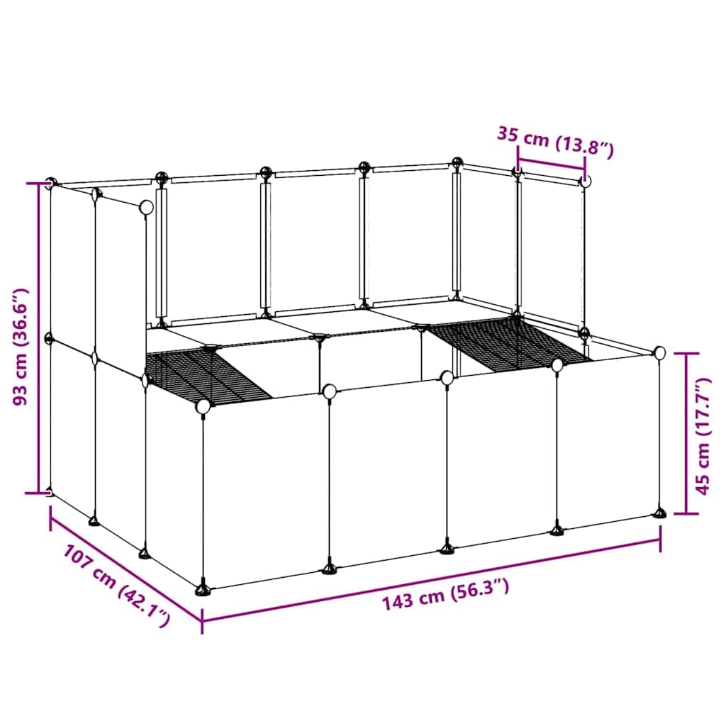 Gabbia per Piccoli Animali Trasparente 143x107x93 cm PP Acciaio — miniatura 9 di 9
