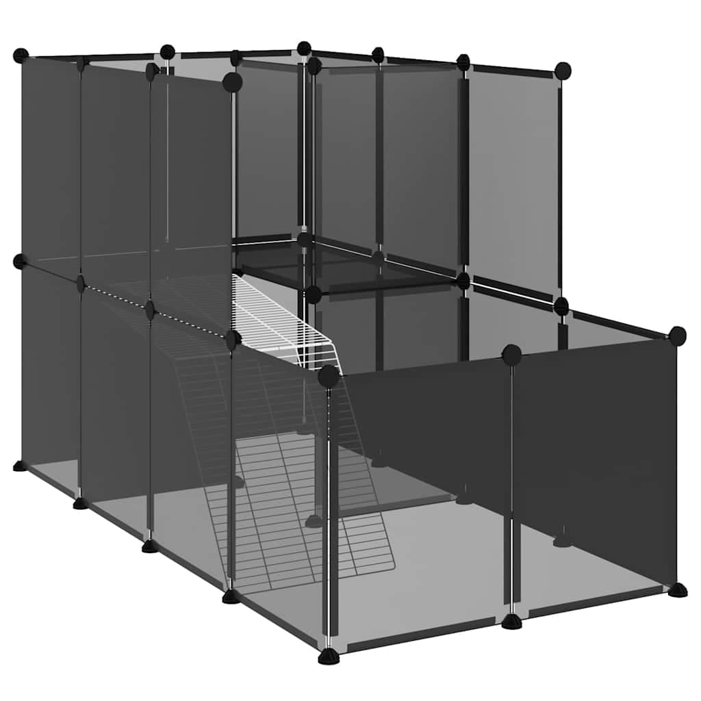 Gabbia per Piccoli Animali Nera 142x74x93 cm in PP e Acciaio — miniatura 2 di 9