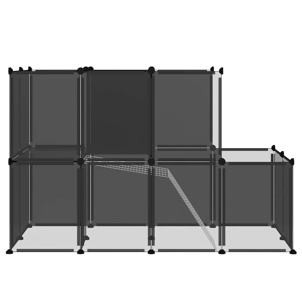 Gabbia per Piccoli Animali Nera 142x74x93 cm in PP e Acciaio — miniatura 5 di 9