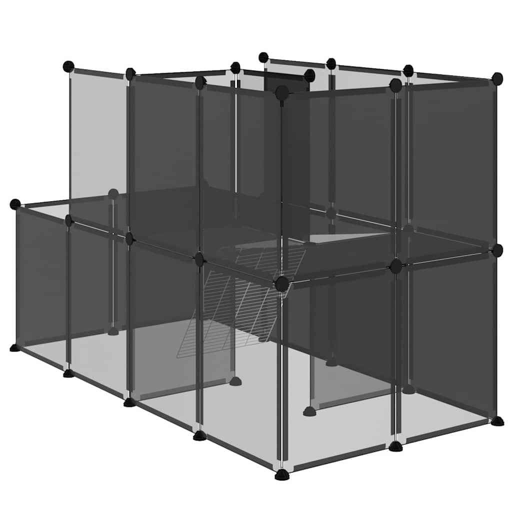 Gabbia per Piccoli Animali Nera 142x74x93 cm in PP e Acciaio — miniatura 4 di 9
