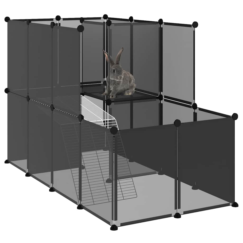 Gabbia per Piccoli Animali Nera 142x74x93 cm in PP e Acciaio — miniatura 6 di 9