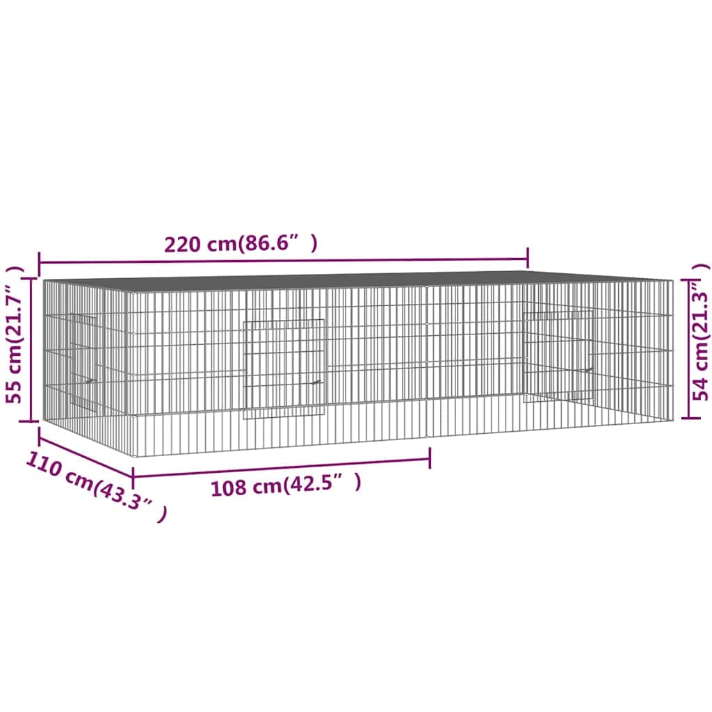 Conigliera con 2 Pannelli 220x110x55 cm Ferro Zincato — miniatura 6 di 6