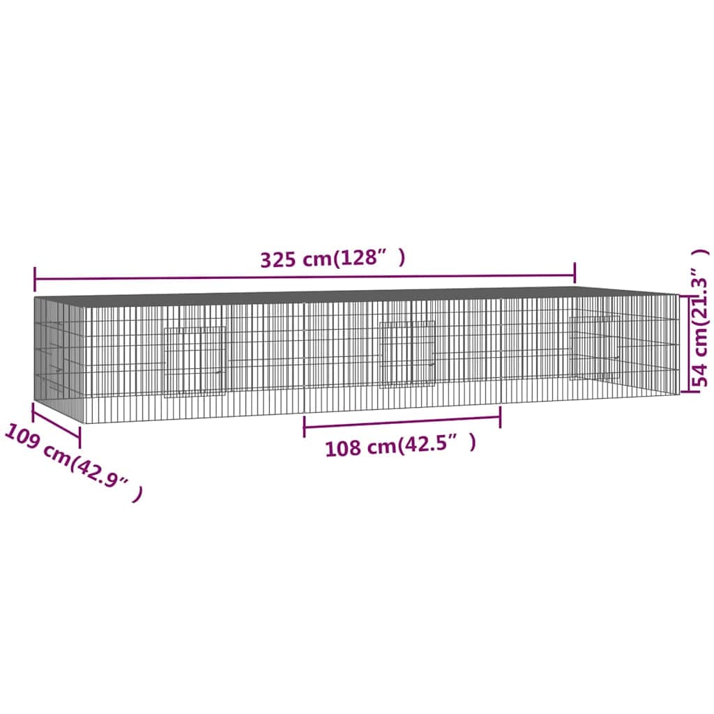 Conigliera con 3 Pannelli 325x109x54 cm Ferro Zincato — miniatura 6 di 6