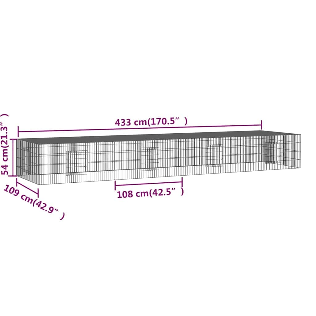 Conigliera con 4 Pannelli 433x109x54 cm Ferro Zincato — miniatura 6 di 6