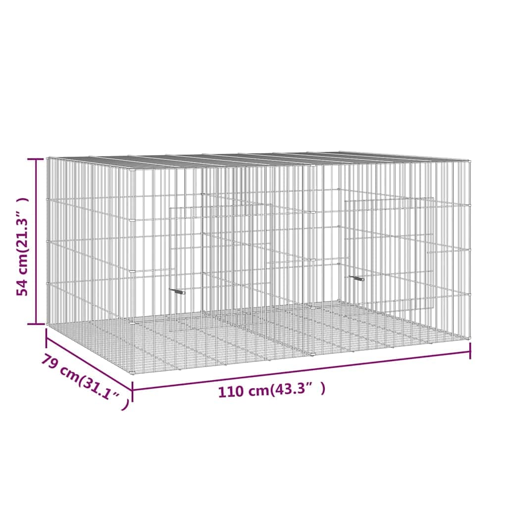 Conigliera con 2 Pannelli 110x79x54 cm Ferro Zincato — miniatura 6 di 6
