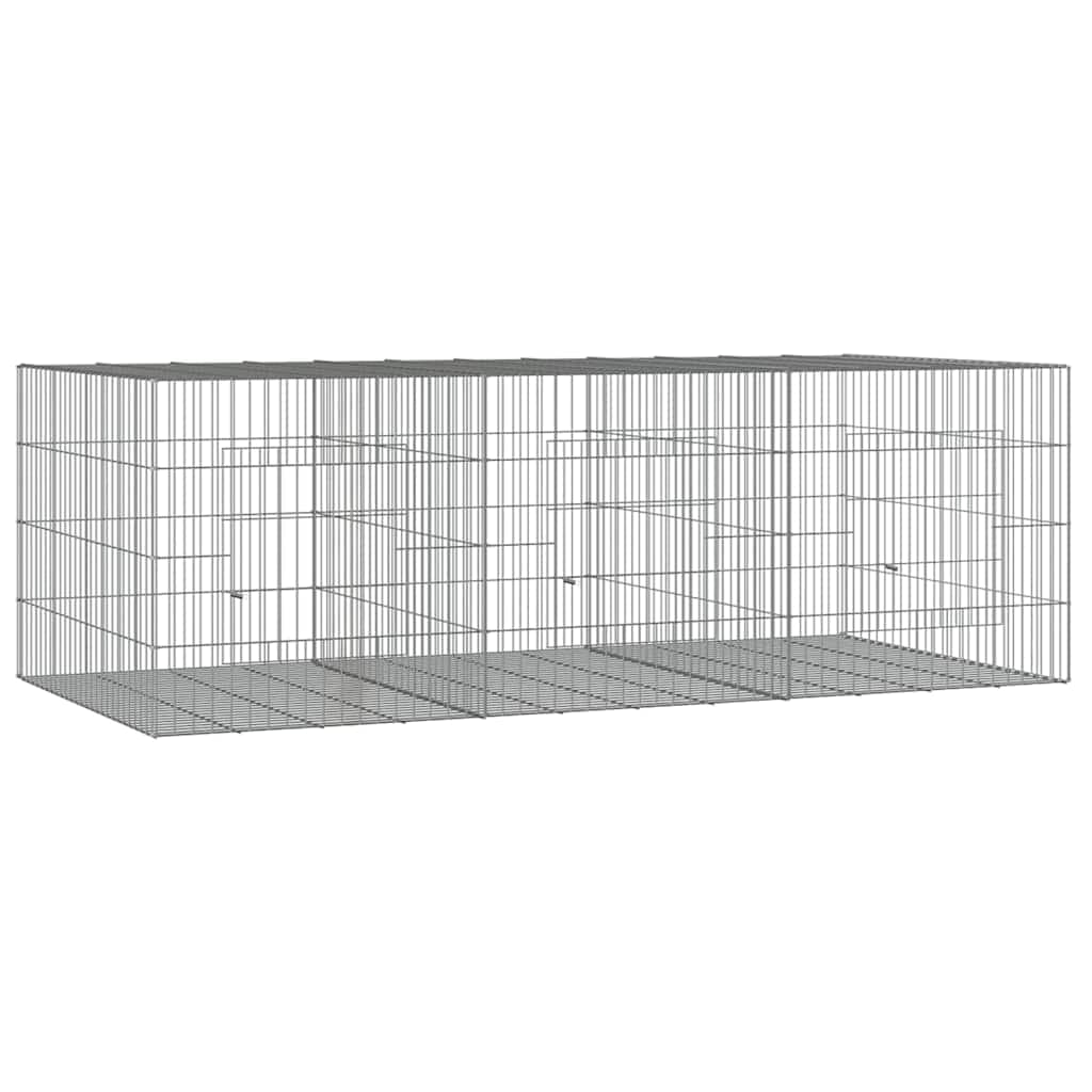 Conigliera con 3 Pannelli 163x79x54 cm Ferro Zincato — miniatura 2 di 6