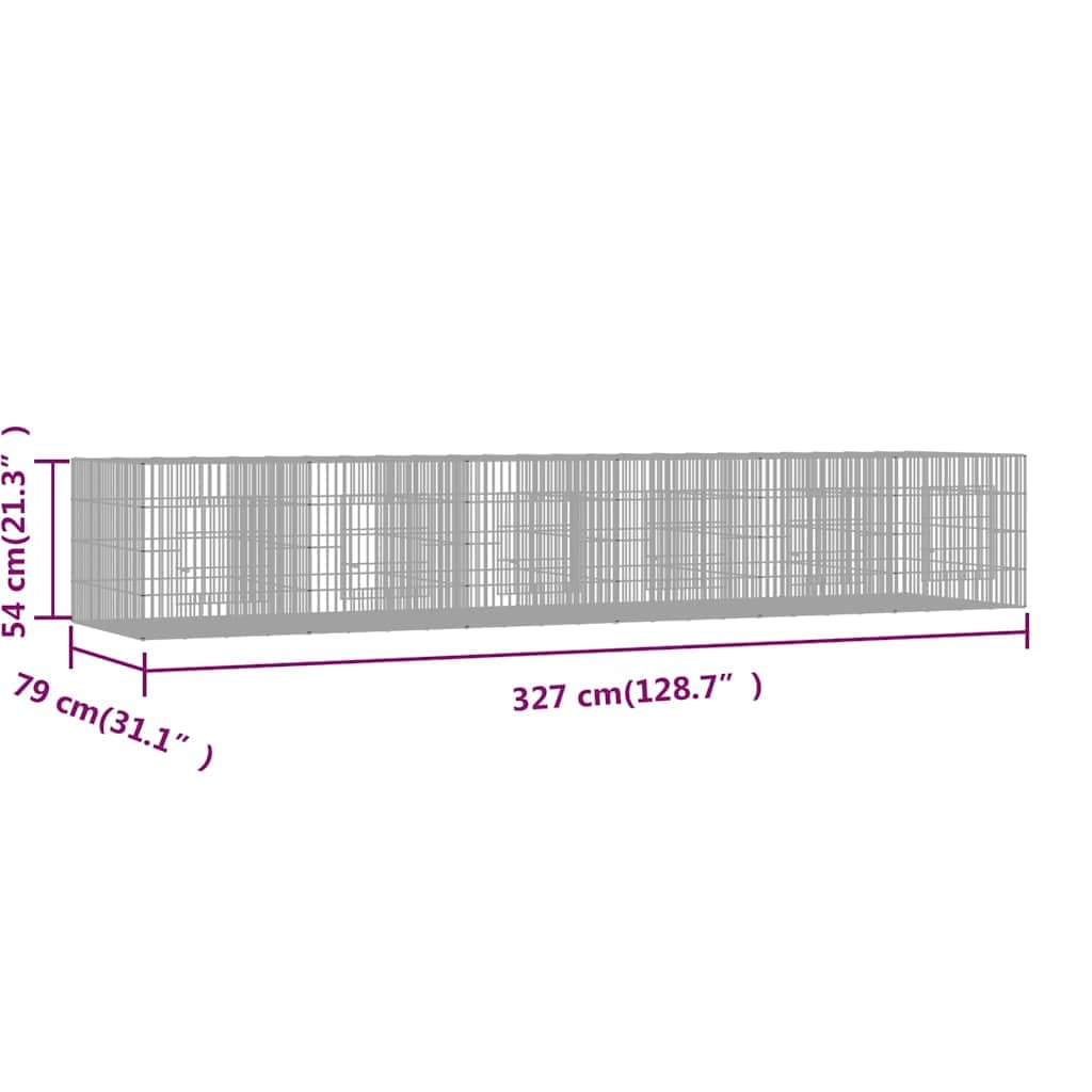 Conigliera con 6 Pannelli 327x79x54 cm Ferro Zincato — miniatura 6 di 6