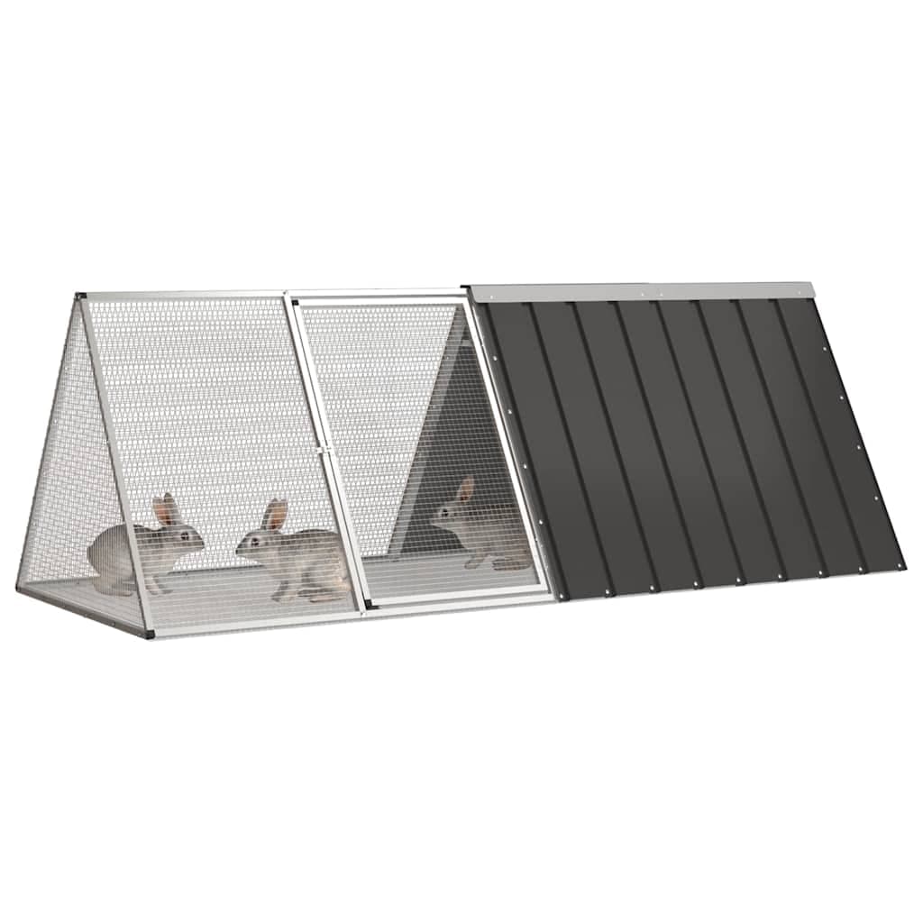 Gabbia per Conigli Antracite 201,5x80,5x71 cm Acciaio Zincato — miniatura 3 di 4