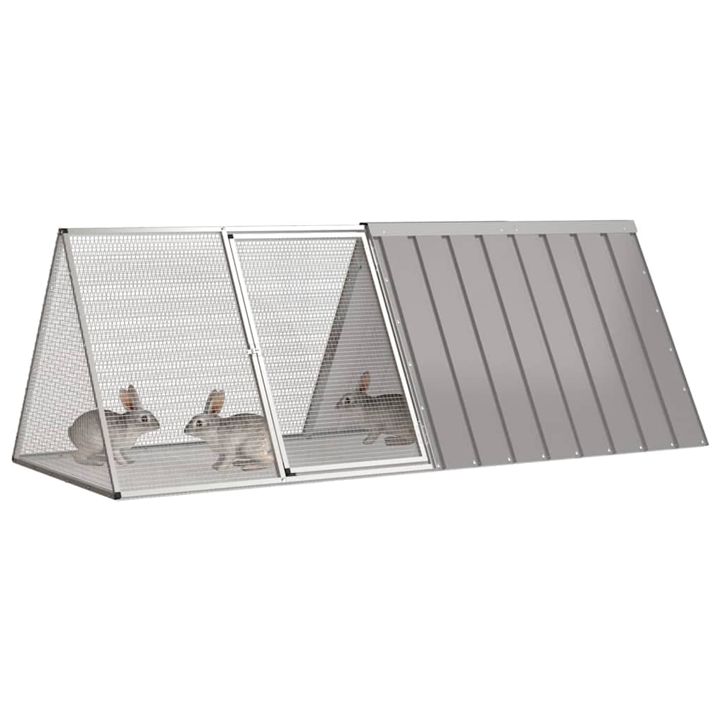 Gabbia per Conigli grigio 201,5x80,5x71 cm Acciaio Zincato — miniatura 3 di 4