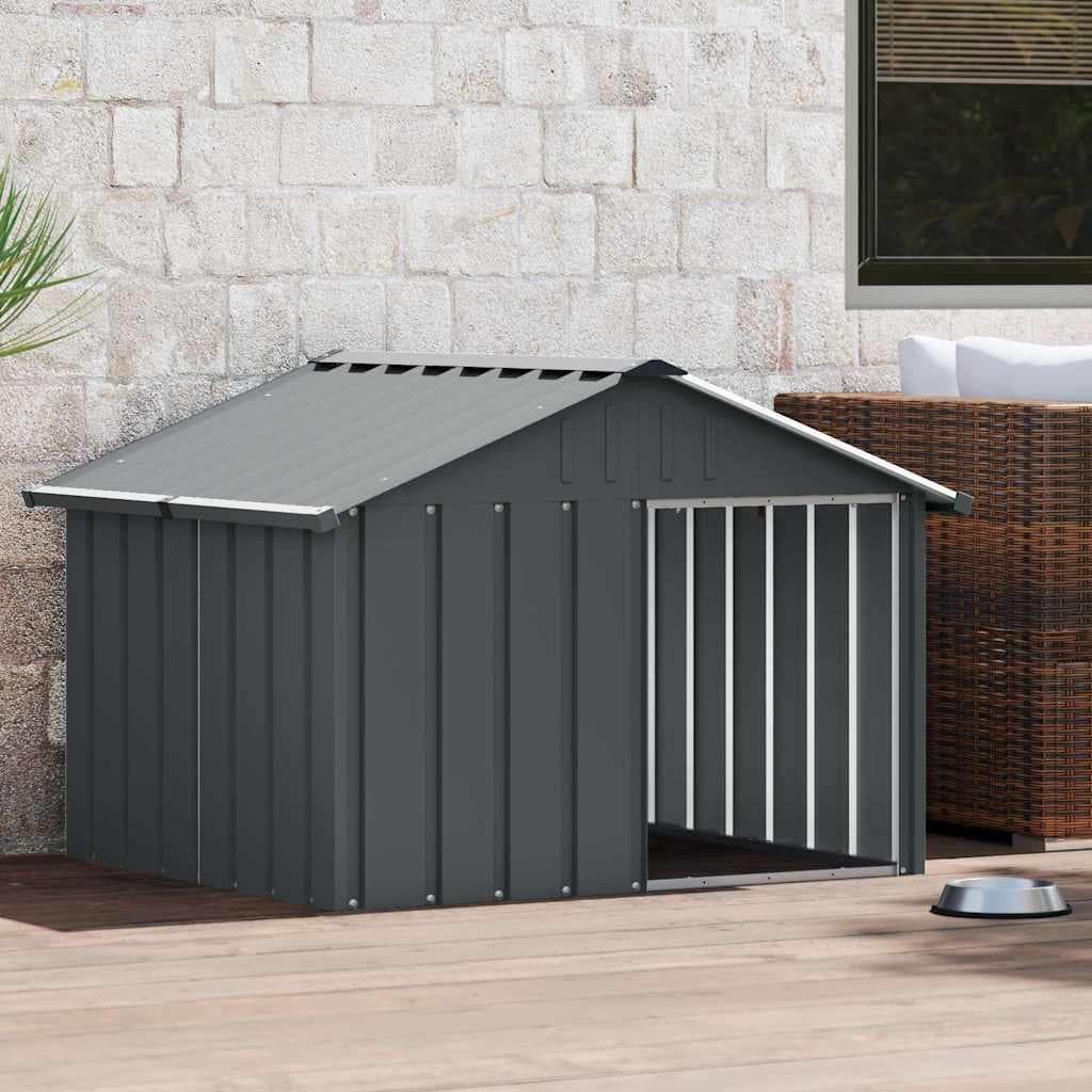Casetta per Cani Antracite 116,5x103x81,5 cm Acciaio Zincato — miniatura 3 di 9
