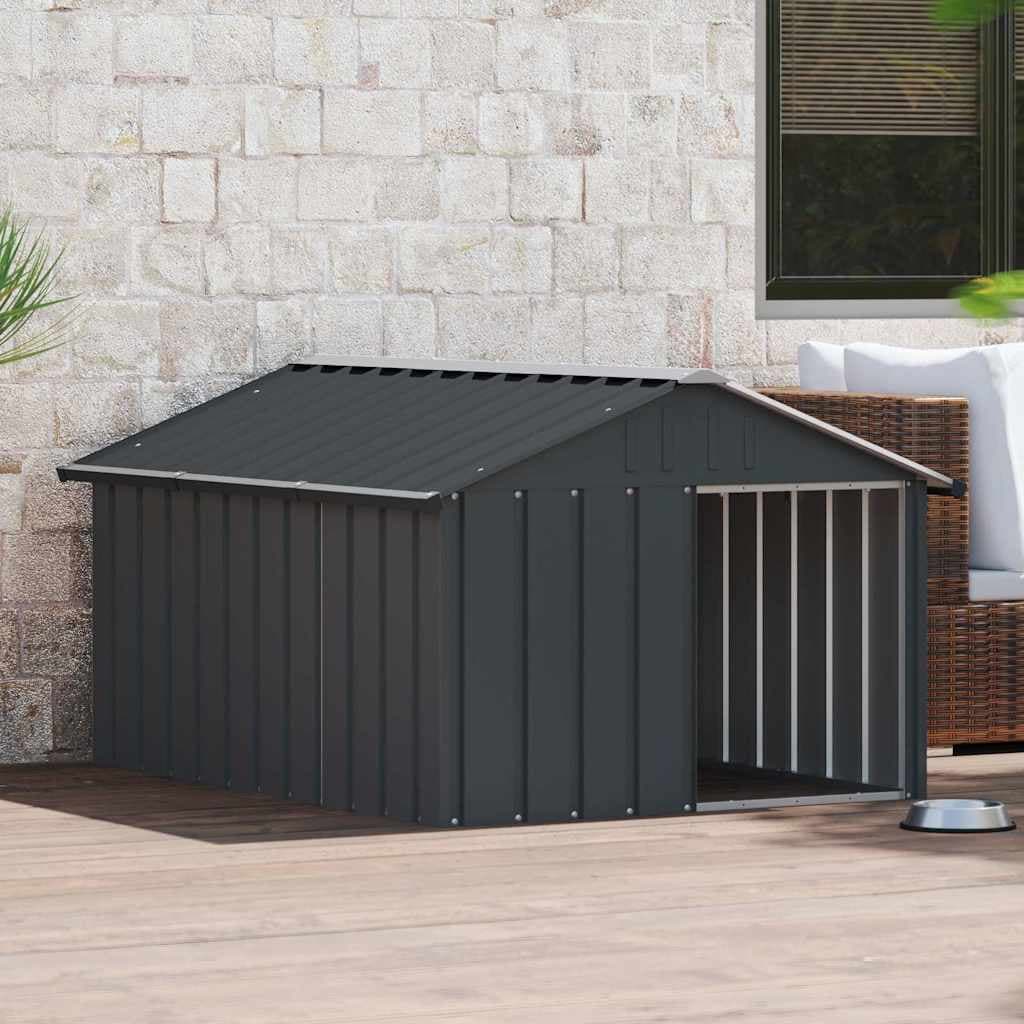 Casetta per Cani Antracite 116,5x153x81,5 cm Acciaio Zincato — foto 3 di 9