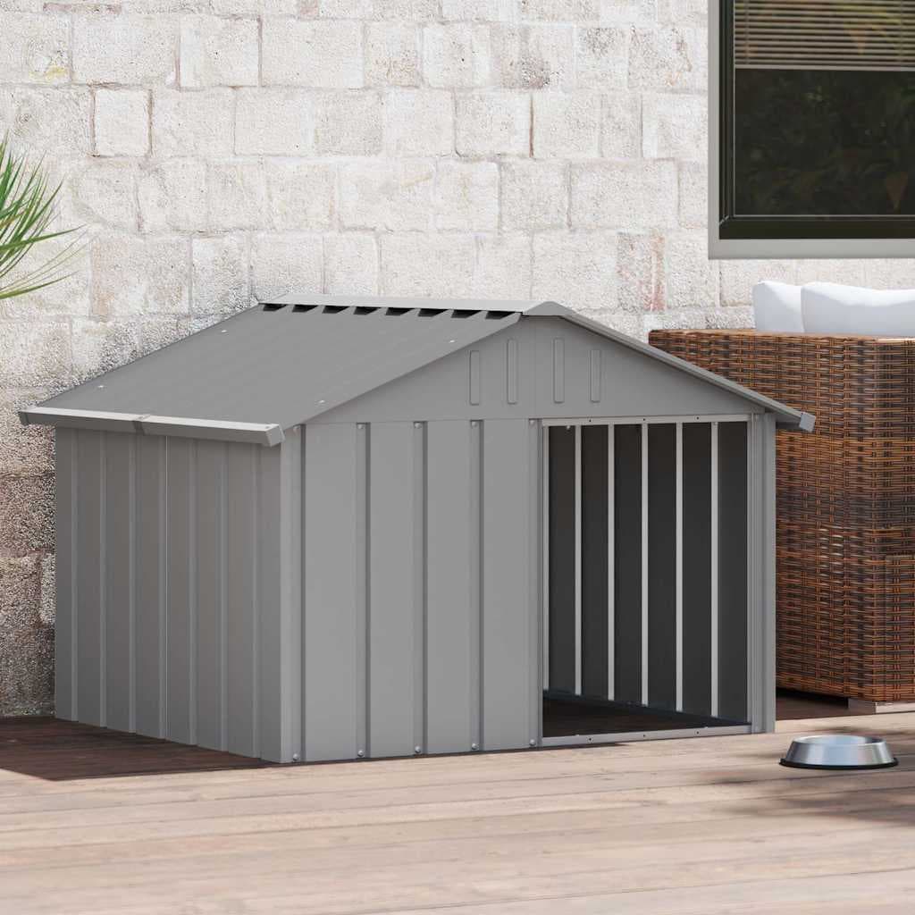 Casetta per Cani grigio 116,5x103x81,5 cm Acciaio Zincato — miniatura 3 di 9