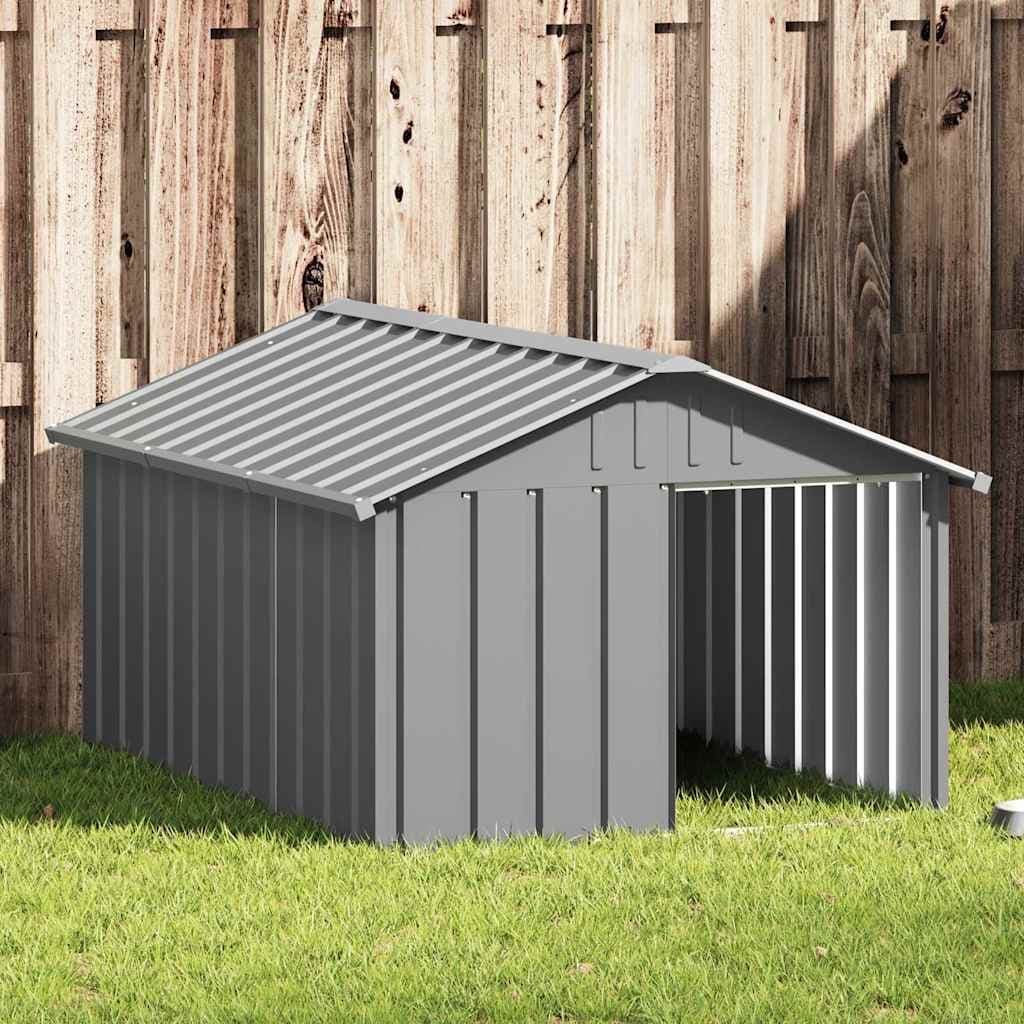 Casetta per Cani grigio 116,5x153x81,5 cm Acciaio Zincato