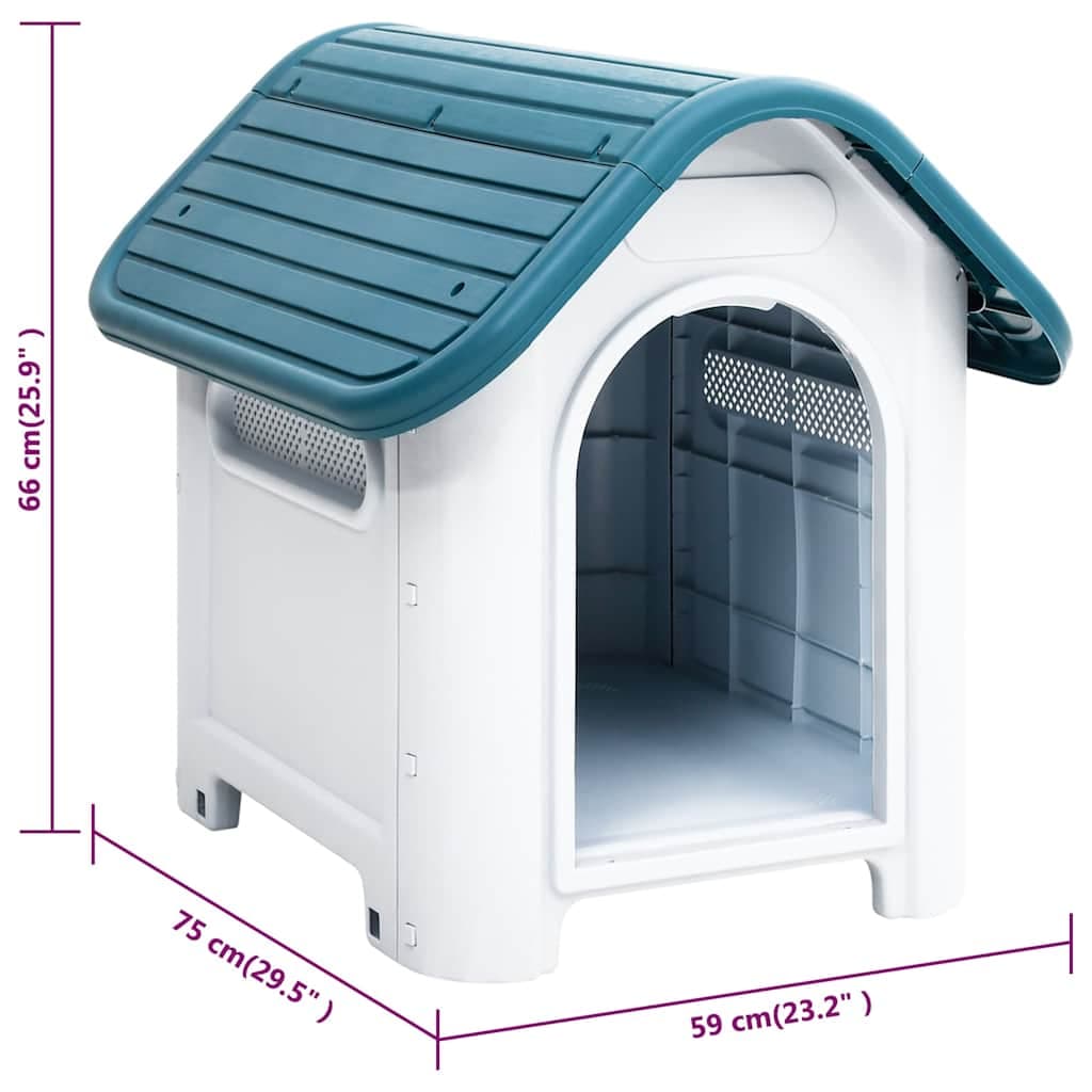 Casetta per Cani Blu 59x75x66 cm in Polipropilene — miniatura 6 di 6