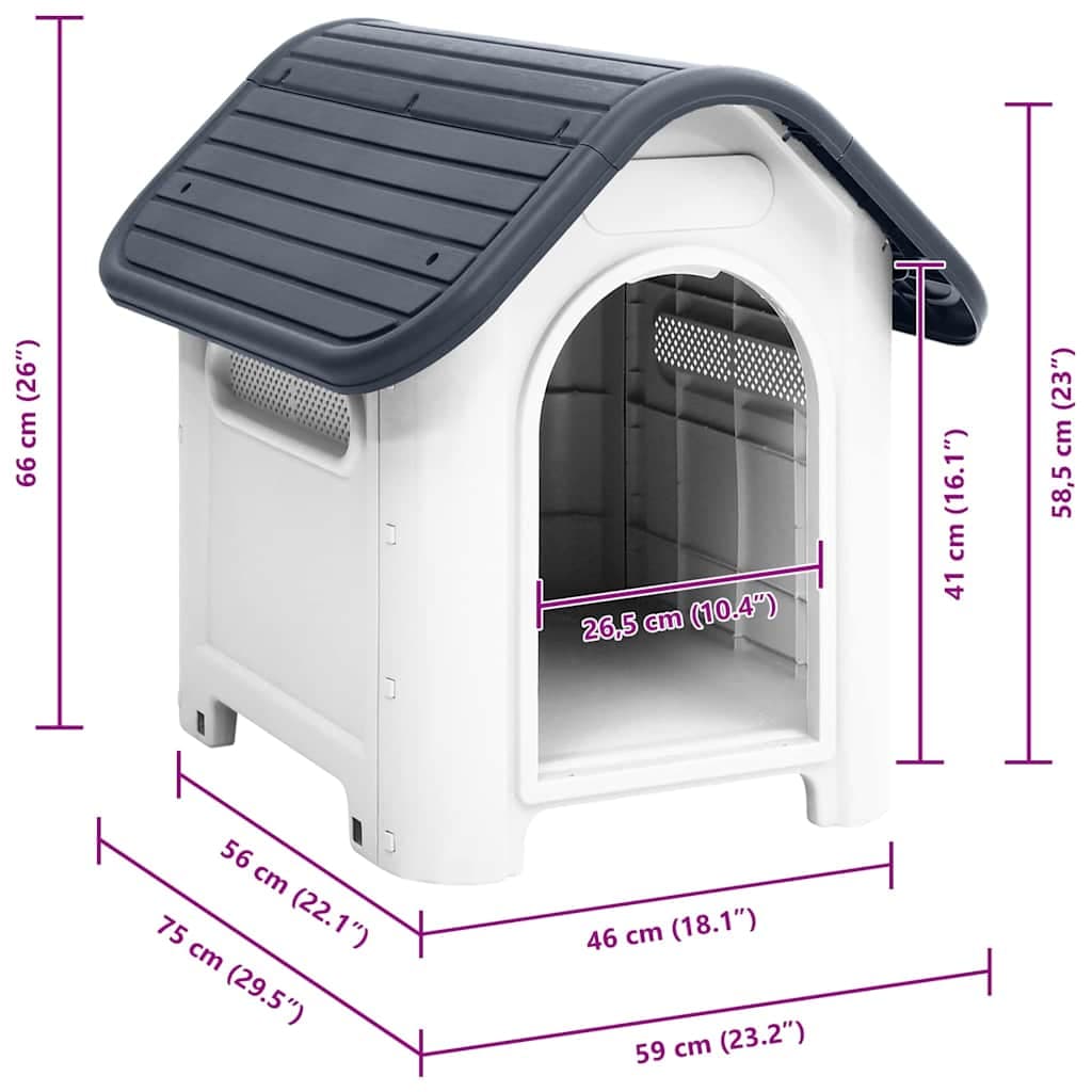 Cuccia per cani grigia 59x75x66 cm in polipropilene — miniatura 6 di 6