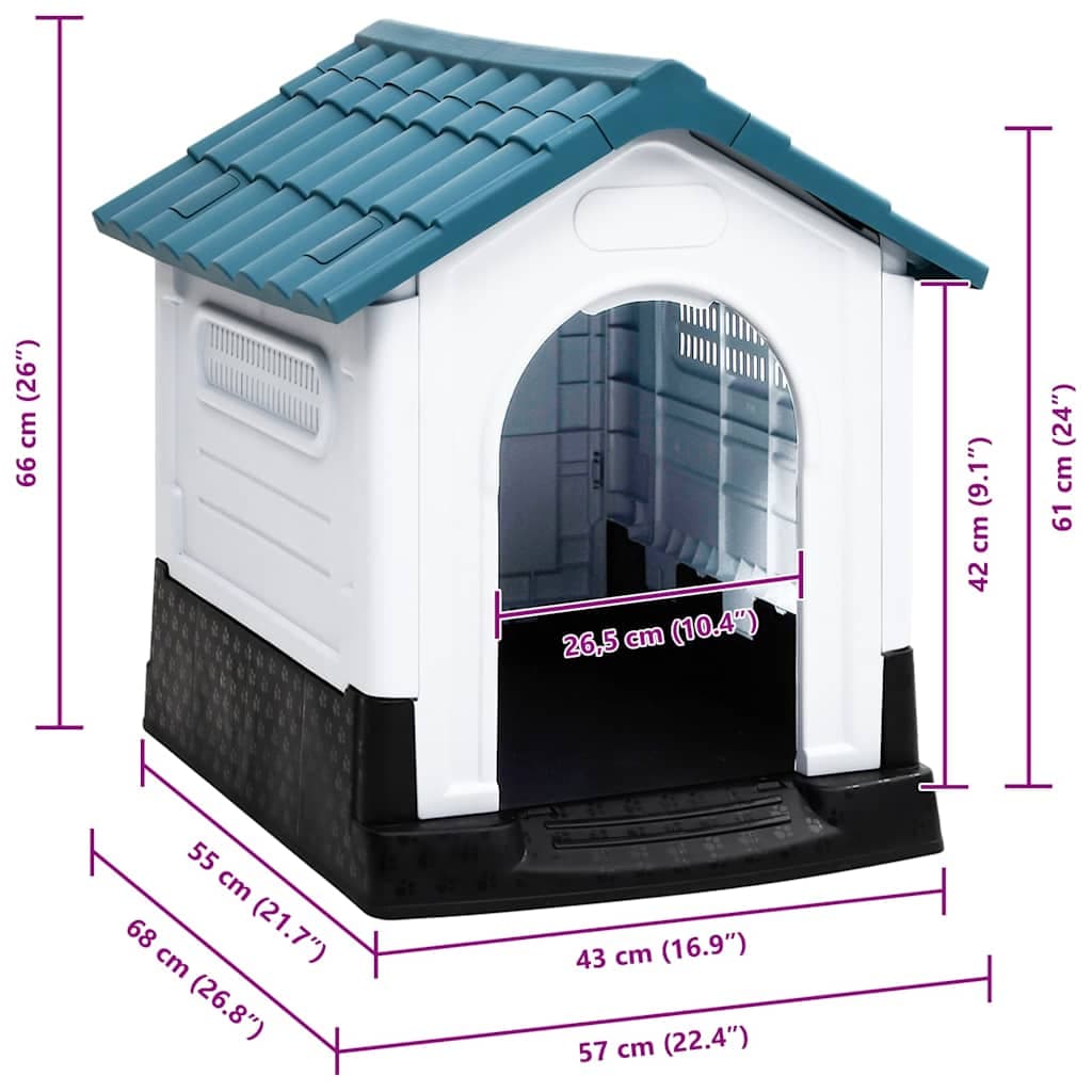 Casetta per Cani Blu 57x68x66 cm in Polipropilene — miniatura 6 di 6