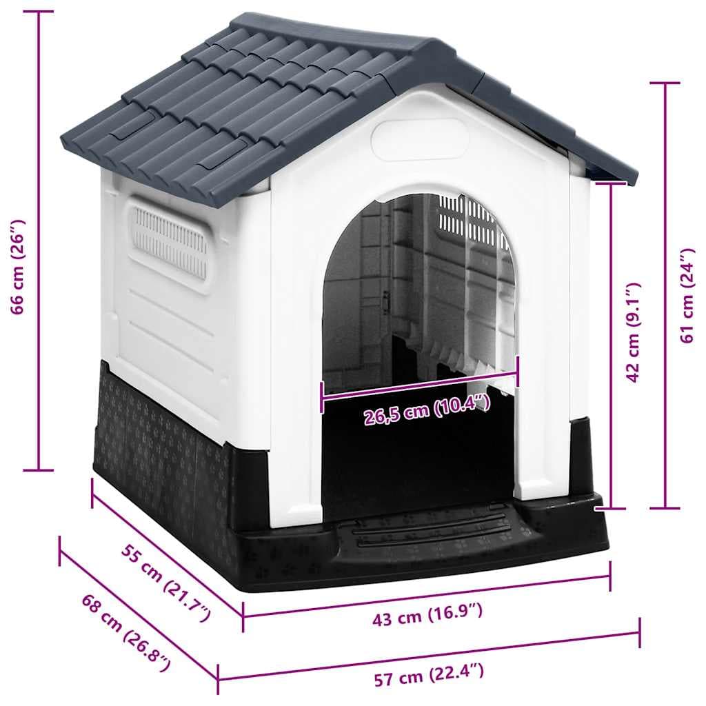 Cuccia per cani grigia 57x68x66 cm in polipropilene — miniatura 6 di 6